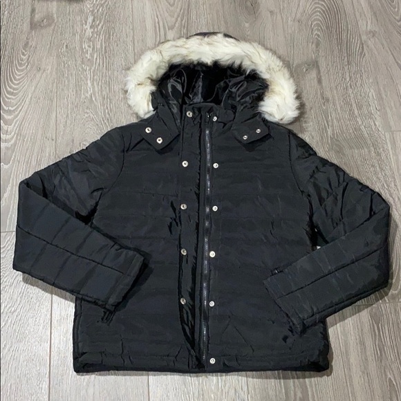 Black Hooded Puffer Jacket - Picture 3 of 6